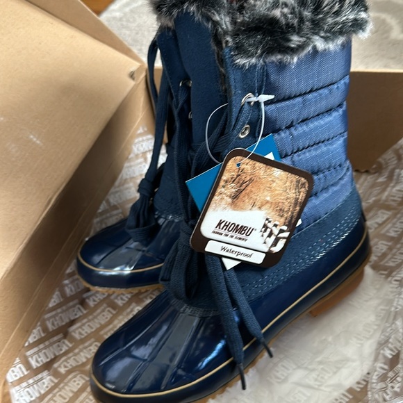 NEW Khombu waterproof navy boots Boston bean 7 - Picture 2 of 6